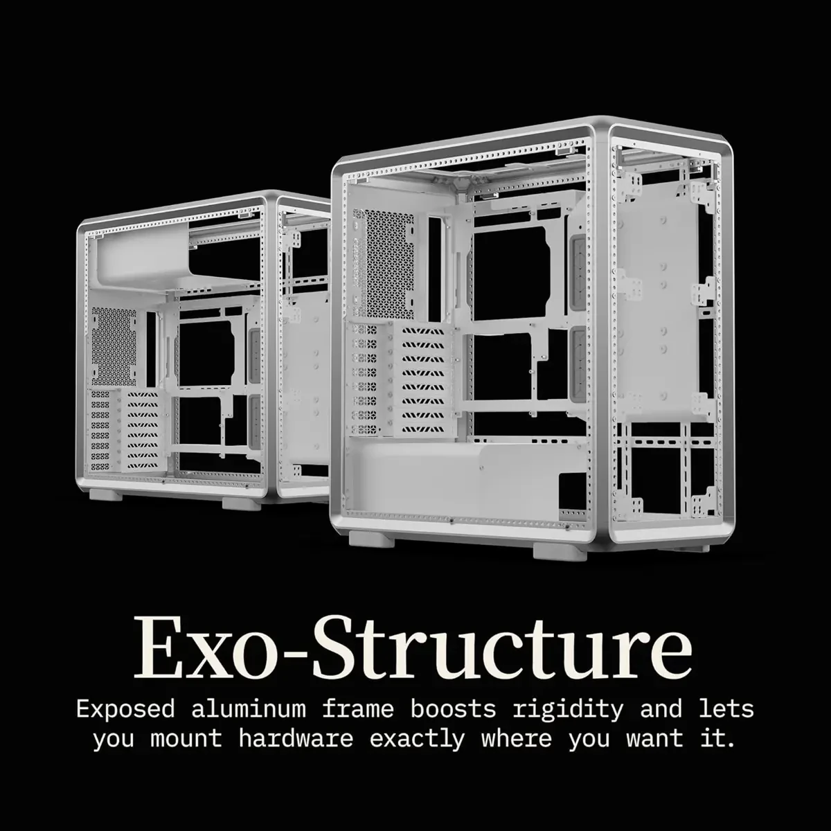 Cooler Master MasterFrame 600 Freeform 2.0 Modular Platform ATX Mid-Tower Case, Aluminum Frame, Magnetic Side Panels, Customizable Internal, 410mm GPU Max, 420mm AIO Max, Type C, Tempered Glass, Silver - Image 8