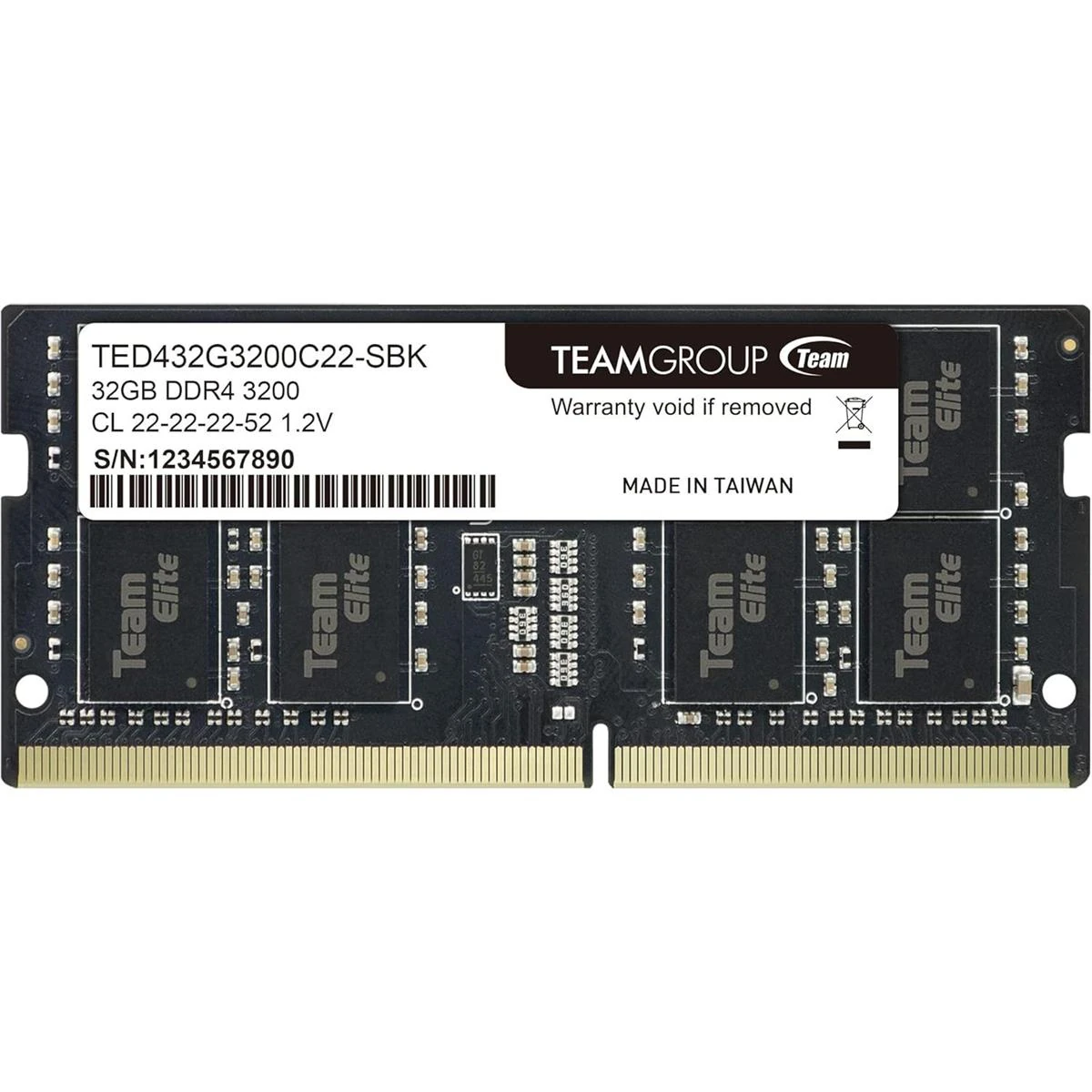 TeamGroup Elite 32GB (1x32GB) 3200MHz C22 SO-DIMM DDR4 Laptop Memory