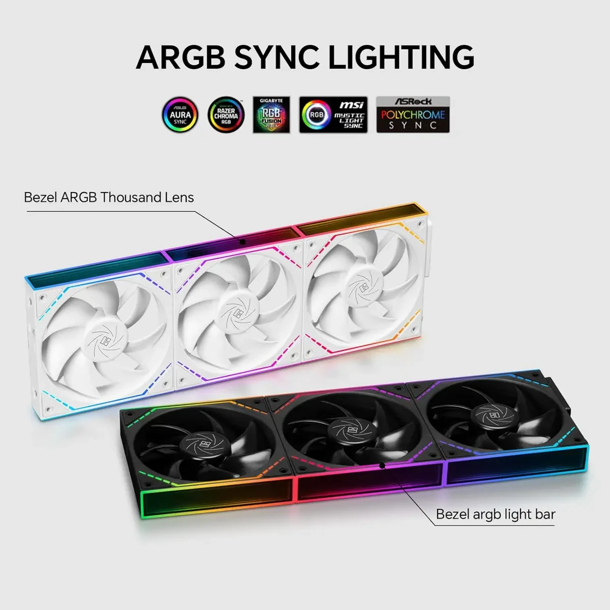 Thermalright TL-M12QW X3 120mm PC Case Cooling Fans, Daisy-Chain, 2000RPM, High Airflow, ARGB, Dual Infinity Mirrors Lighting for Gaming Build (White, 3-Pack) - Image 2