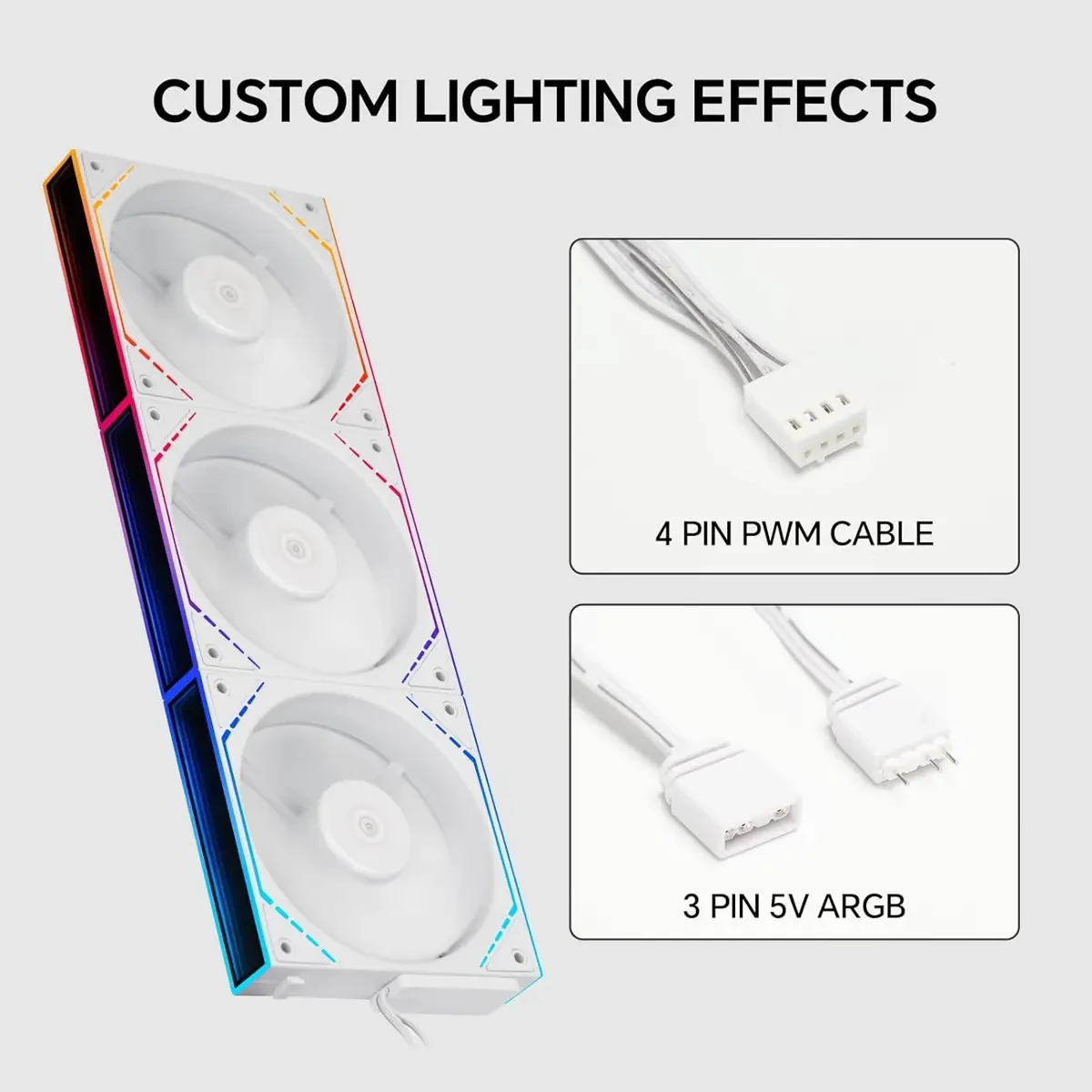 Thermalright TL-M12QW X3 120mm PC Case Cooling Fans, Daisy-Chain, 2000RPM, High Airflow, ARGB, Dual Infinity Mirrors Lighting for Gaming Build (White, 3-Pack) - Image 3