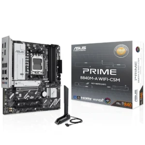 Asus Prime B840M-A WiFi-CSM Motherboard, AMD Ryzen 9000 & 8000 & 7000 Series Desktop Processors 4 x DIMM Slots, Max. 192GB, DDR5