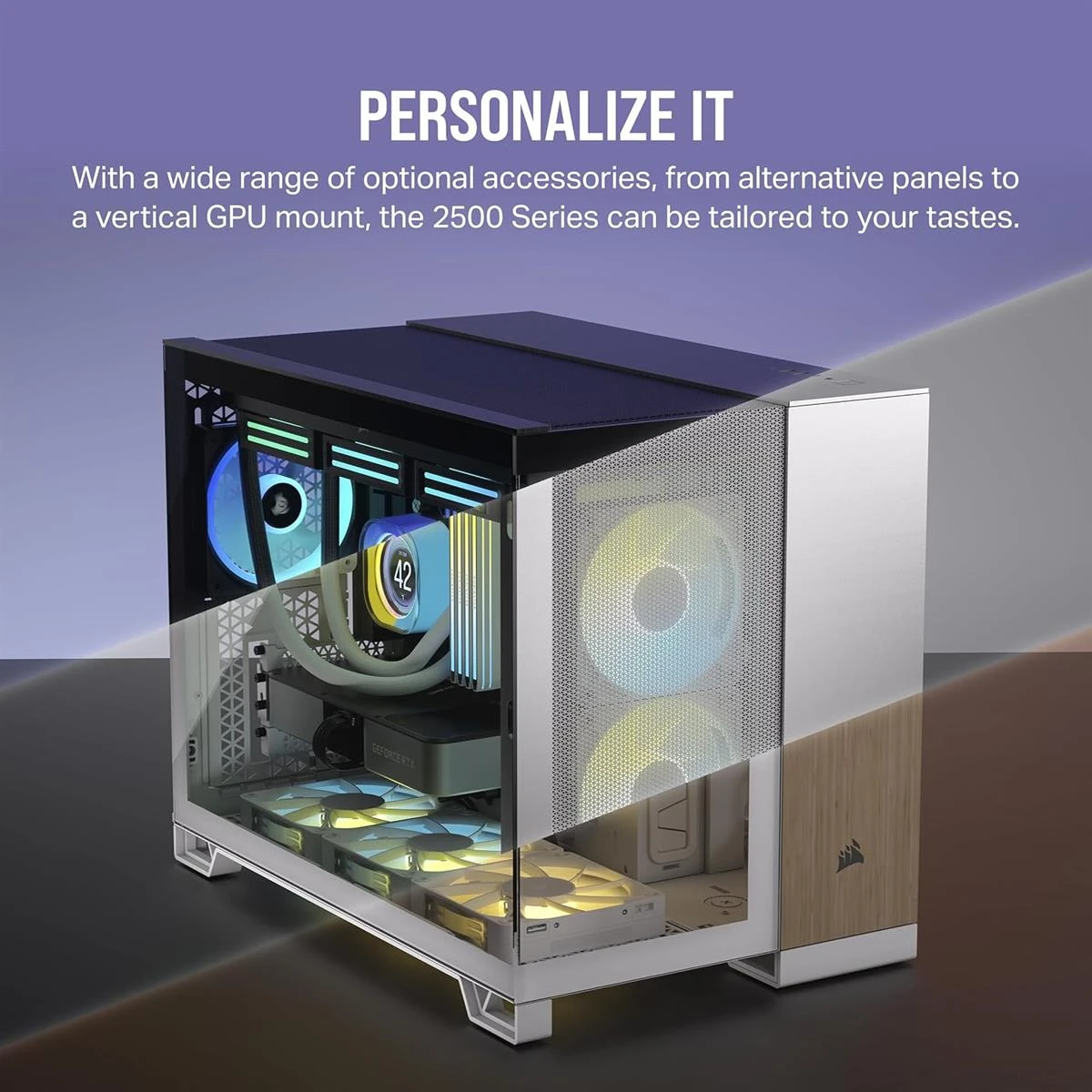 Corsair iCUE Link 2500X RGB Small-Tower mATX Dual Chamber PC Case, Panoramic Tempered Glass, Reverse Connection Motherboard Compatible, 2x Corsair RX120 RGB Fans Included – Black - Image 2