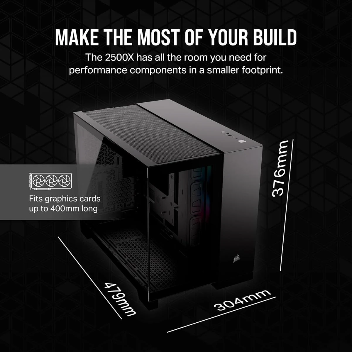 Corsair iCUE Link 2500X RGB Small-Tower mATX Dual Chamber PC Case, Panoramic Tempered Glass, Reverse Connection Motherboard Compatible, 2x Corsair RX120 RGB Fans Included – Black - Image 3
