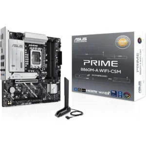 Asus Prime B860M-A WiFi-CSM B860 LGA 1851 microATX Motherboard, DDR5, PCIe 5.0, Two M.2 Slots, Wi-Fi 6E, 2.5Gb Ethernet, USB Type-C, DisplayPort, HDMI, and M.2 Heatsink for Optimal Performance