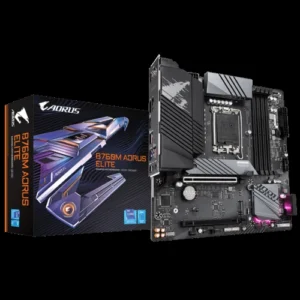 Gigabyte B760M Aorus Elite (LGA 1700, Intel, B760, M-ATX, DDR5, Dual M.2, PCIe 4.0, USB 3.2 Gen2X2 Type-C, 2.5GbE LAN, Q-Flash Plus, PCIe EZ-Latch, Gaming Motherboard)