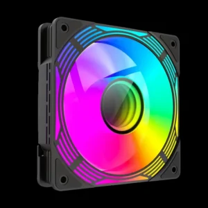 GameMax FN12A-C8I-R 120mm Reversible Fan Blades PC Case Fans Black with Infinity Mirror Center ARGB 5V 3pin Aura Sync 800-1600 RPM 4pin PWM - Suitable For PSU Shroud & Bottom Of The Chassis