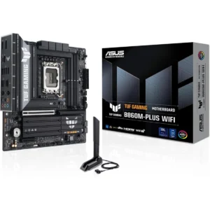 Asus Tuf Gaming B860M-Plus Wifi B860 LGA 1851 mATX Motherboard, Intel Core Ultra Series 2 Ready, AI PC, 12+1+2+1 80A Stages, DDR5, PCIe 5.0, 3X M.2, Wi-Fi 7, 2.5G LAN, HDMI, USB 20Gbps Type-C