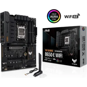 Asus Tuf Gaming B650-E Wifi AMD B650 AM5 ATX Motherboard, DDR5, 8+2 Teamed Power Stages, PCIe 5.0, a PCIe 5.0 M.2 Slot, Realtek 2.5 Gb Ethernet, Wi-Fi 6E, HDMI, DisplayPort, Front USB 20Gbps Type-C