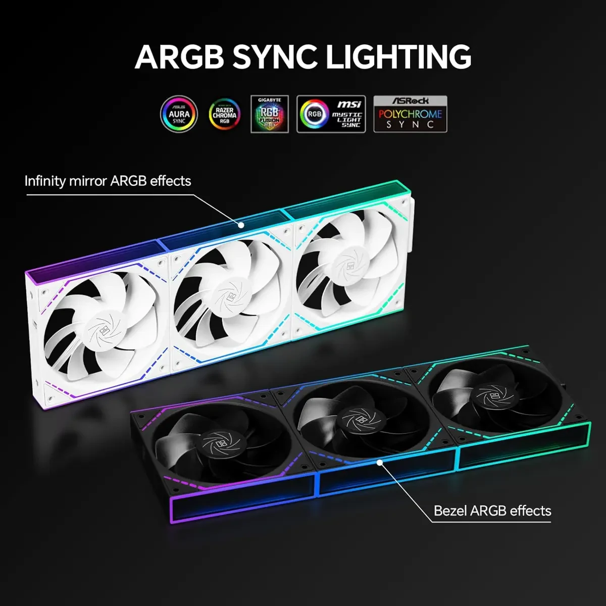 Thermalright TL-M12QR X3 120mm PC Reverse Blade Case Fans, Daisy-Chain, 1500RPM, ARGB, Dual Infinity Mirrors Lighting for Gaming Build (3-Pack) - Image 6