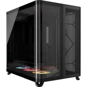 Corsair Air 5400 LX-R RGB iCUE Link Triple Chamber Mid-Tower PC Case - 3x iCUE LINK LX-R RGB 120mm Reverse-Rotor Fans and System Hub Pre-Installed, BTF Back Plug Motherboard Design - Black