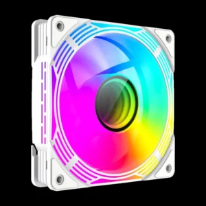 GameMax FN12A-C8I-RW 120mm Reversible Fan Blades PC Case Fans White with Infinity Mirror Center ARGB 5V 3pin Aura Sync 800-1600 RPM 4pin PWM - Suitable For PSU Shroud & Bottom Of The Chassis