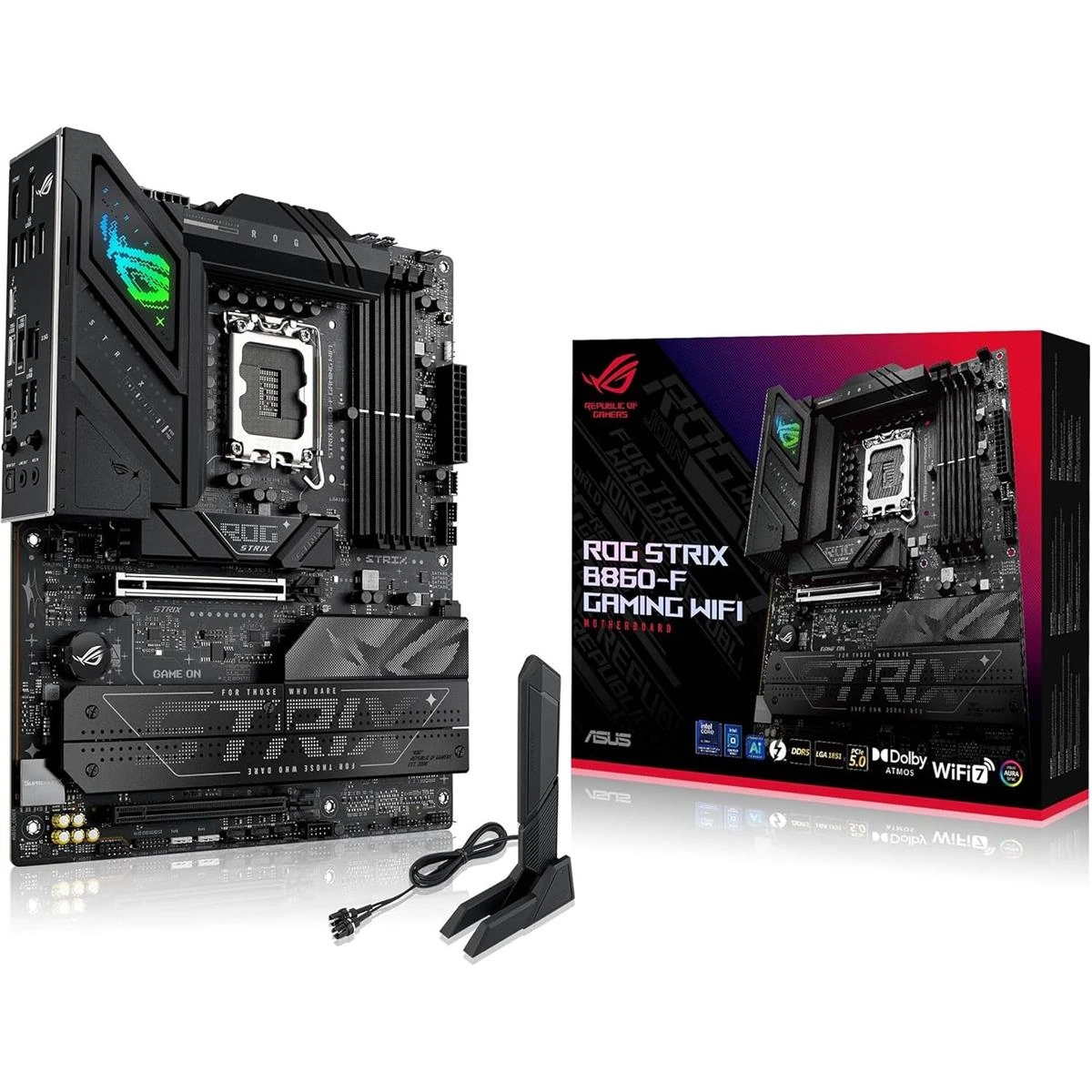 Asus Rog Strix B860-F Gaming Wifi ATX Motherboard, PC Ready with Advanced AI, 16+1+2+1 Power Levels, DDR5 Slots, PCIe 5.0, Four M.2 Slots, WiFi 7, Aura Sync RGB Lighting