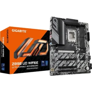 Gigabyte Z890 UD Wifi6E Motherboard - Supports Intel Core Ultra (Series 2) CPUs, 12+1+2 Phases VRM, up to 8800MHz DDR5 (OC), 1xPCIe 5.0 + 2xPCIe 4.0, Wi-Fi 6E, 2.5GbE LAN, Thunderbolt 4