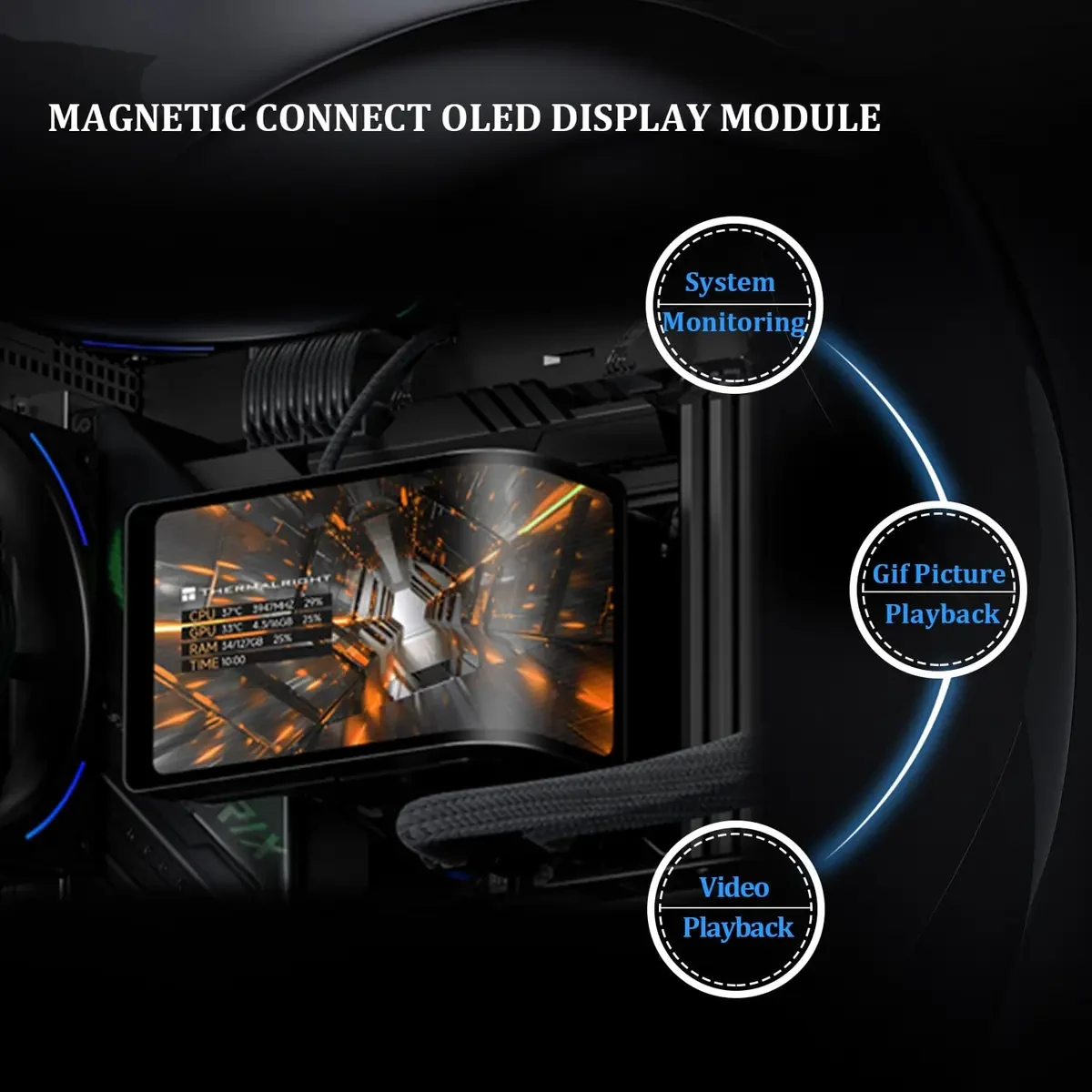 Thermalright Wonder Vision 360 Turbo ARGB Black CPU Liquid Cooler, 6.67" 3D Curved Screen with 2400x1080 Resolutions, Magnetic Panel Screen, 360MM AIO - Image 8
