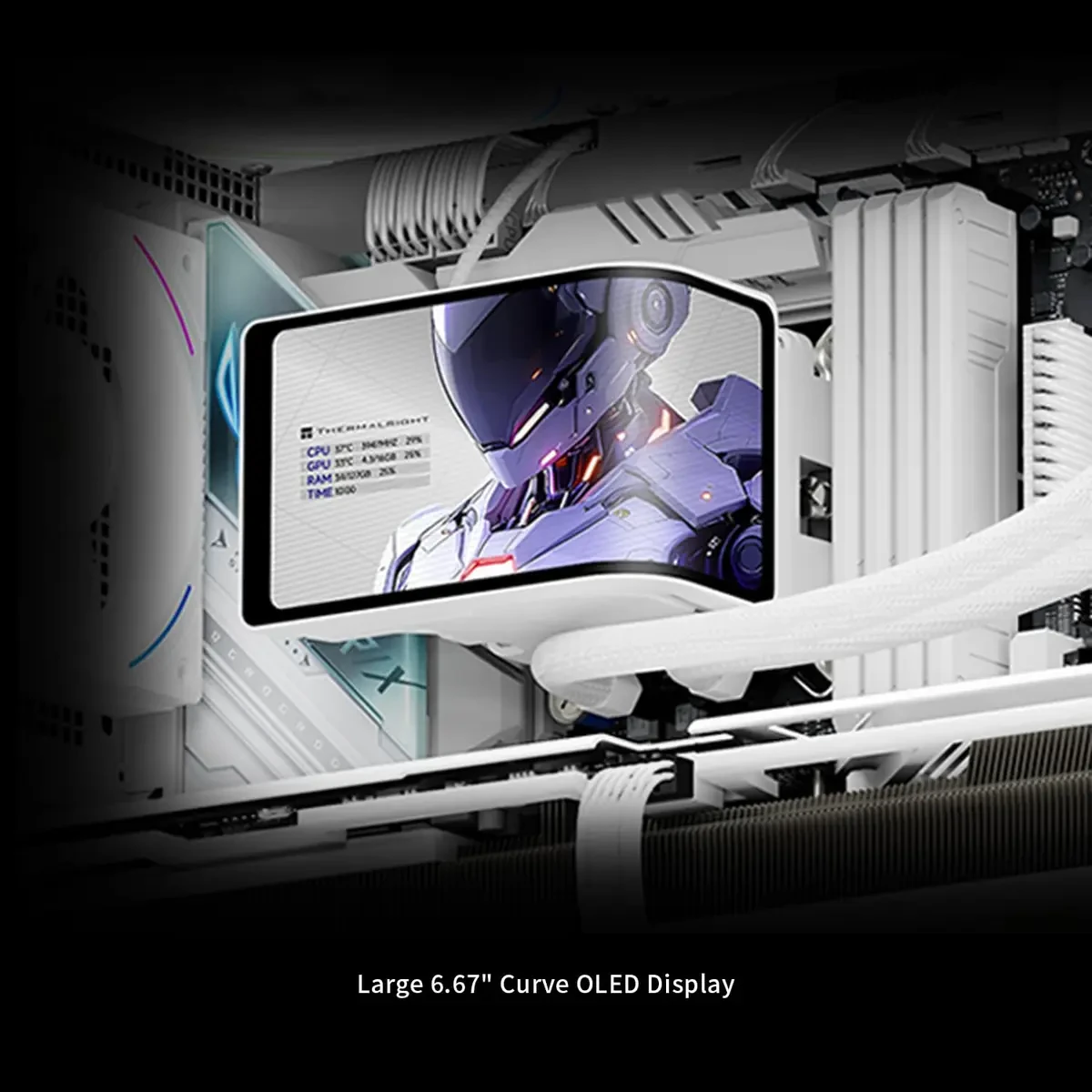 Thermalright Wonder Vision 360 Turbo ARGB White CPU Liquid Cooler, 6.67" 3D Curved Screen with 2400x1080 Resolutions, Magnetic Panel Screen, 360MM AIO - Image 5