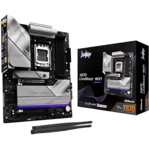 ASRock X870 LiveMixer WiFi AM5 Motherboard - AMD Ryzen 9000/8000/7000, DDR5 8000+ (OC), Dual USB4, PCIe 5.0, WiFi 7, 16+2+1 Power Phase, 5GbE LAN