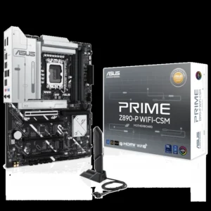 Asus Prime Z890-P Wifi-CSM Z890 LGA 1851 ATX Motherboard, Intel Core Ultra Series 2 Ready, Advanced AI PC-Ready, 14+1+1+2 Power Stage, DDR5, PCIe 5.0, Thunderbolt 4 USB Type-C, 4x M.2, Wi-Fi 7, 2.5Gb