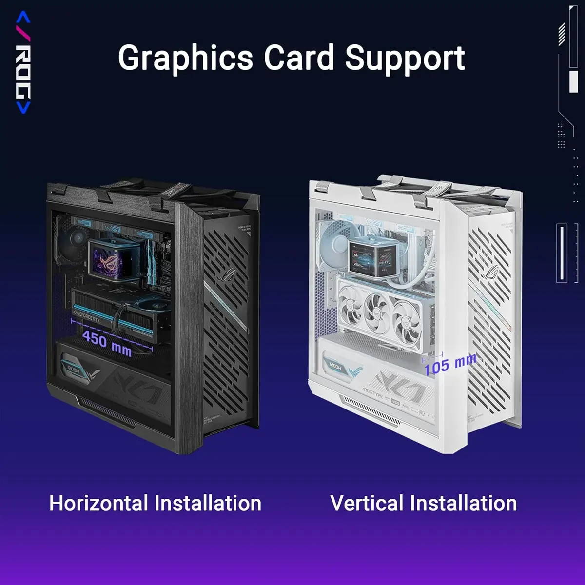 Asus Rog Strix Helios II EATX Mid-Tower Gaming PC Case, with Dual Tempered Glass Side Panels, Support for Graphics Cards up to 450mm Long, Graphics Card Braces and Support for up to 420mm Radiators (White) - Image 4