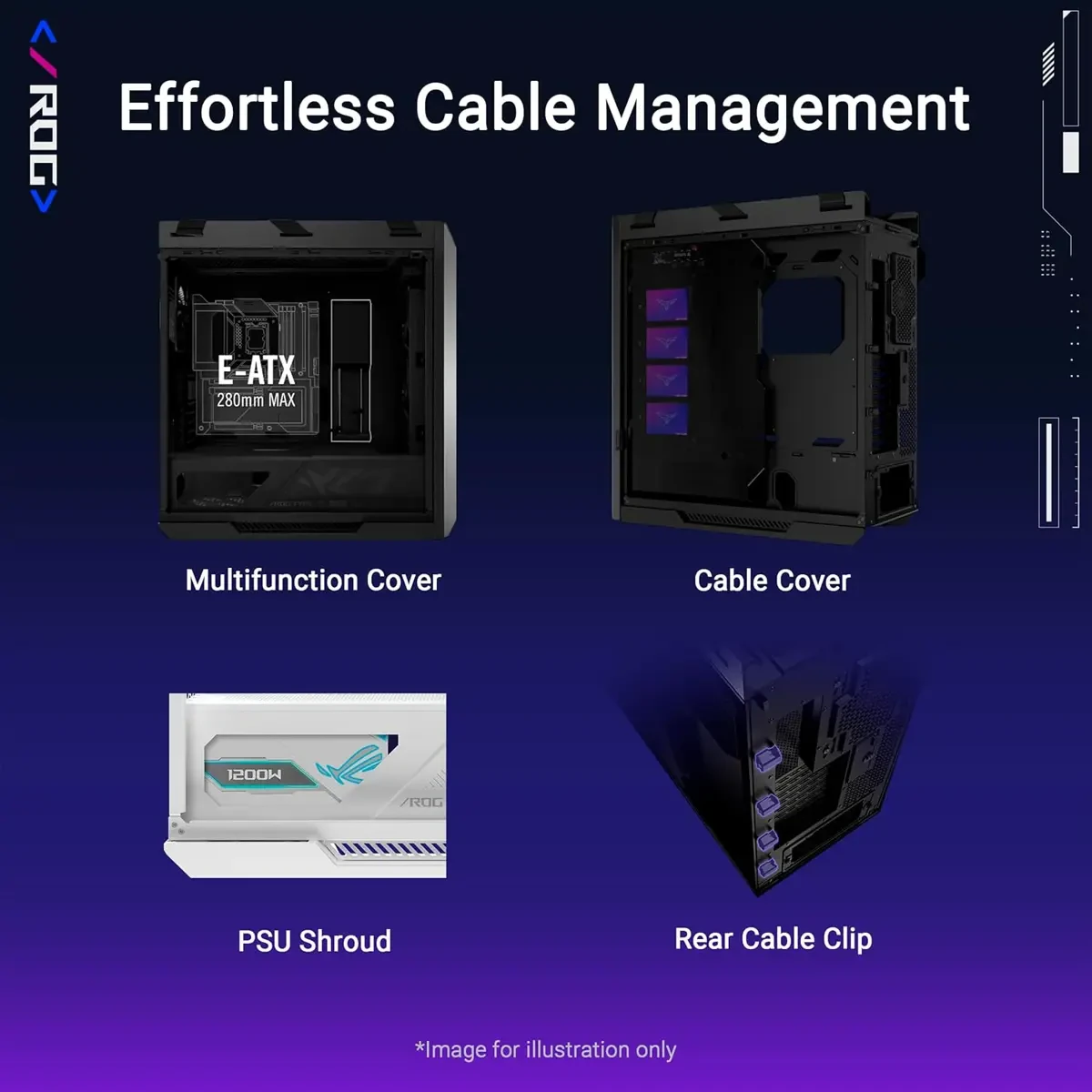 Asus Rog Strix Helios II EATX Mid-Tower Gaming PC Case, with Dual Tempered Glass Side Panels, Support for Graphics Cards up to 450mm Long, Graphics Card Braces and Support for up to 420mm Radiators (White) - Image 5