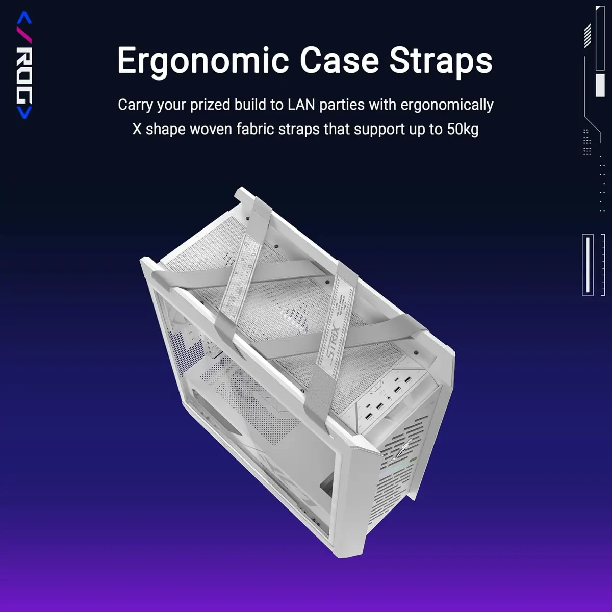 Asus Rog Strix Helios II EATX Mid-Tower Gaming PC Case, with Dual Tempered Glass Side Panels, Support for Graphics Cards up to 450mm Long, Graphics Card Braces and Support for up to 420mm Radiators (White) - Image 6