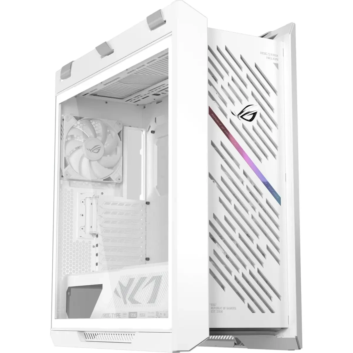 Asus Rog Strix Helios II EATX Mid-Tower Gaming PC Case, with Dual Tempered Glass Side Panels, Support for Graphics Cards up to 450mm Long, Graphics Card Braces and Support for up to 420mm Radiators (White)