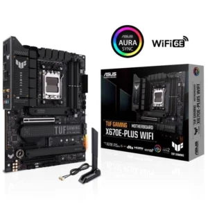 Asus Tuf Gaming X670E-Plus Wifi AMD X670 AM5 Ryzen Desktop 9000 8000 & 7000 ATX Motherboard 14+2 Power Stages, PCIe 5.0, DDR5, 4X M.2 Slots, USB 3.2 Gen 2x2 Type-C, USB4 Support, WiFi 6E, 2.5Gb