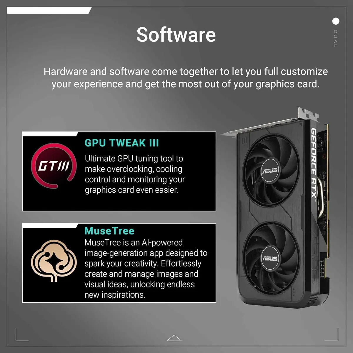 Asus Dual GeForce RTX 5050 8GB GDDR6 OC Edition Graphics Card (PCIe 5.0, 8GB GDDR6, DLSS 4, HDMI 2.1b, DisplayPort 2.1b, 2-Slot, Axial-tech Fan Design, 0dB Technology, Dual BIOS and More) - Image 2