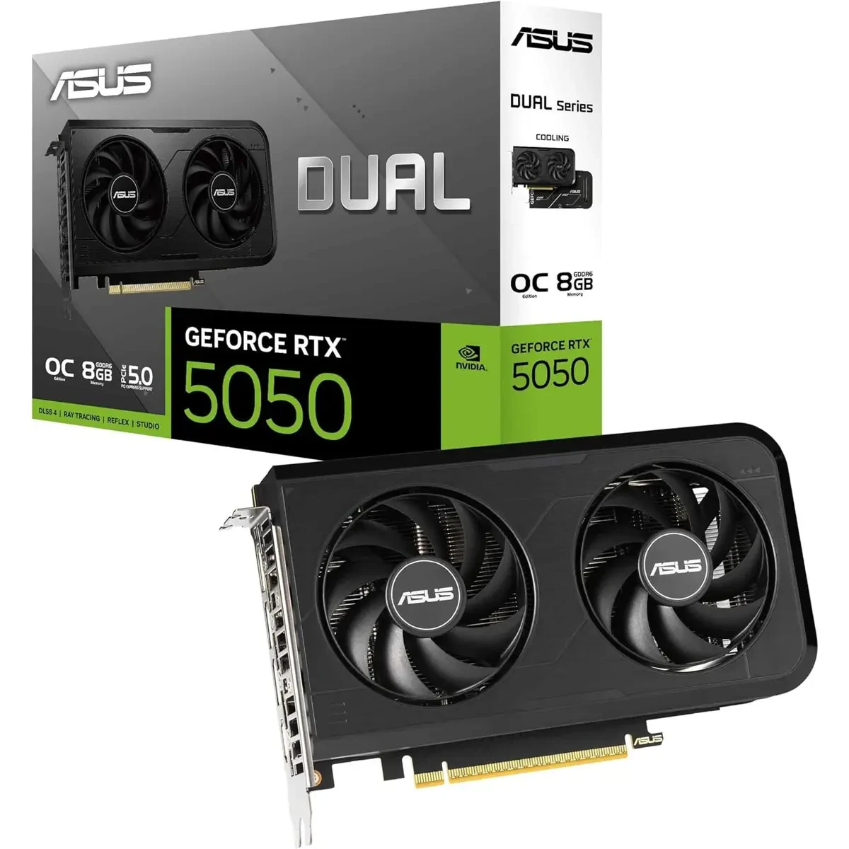 Asus Dual GeForce RTX 5050 8GB GDDR6 OC Edition Graphics Card (PCIe 5.0, 8GB GDDR6, DLSS 4, HDMI 2.1b, DisplayPort 2.1b, 2-Slot, Axial-tech Fan Design, 0dB Technology, Dual BIOS and More)