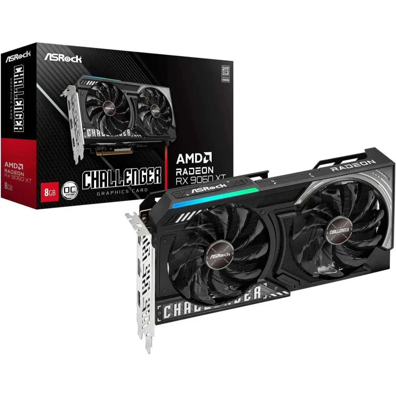 ASRock AMD Radeon RX 9060 XT Challenger 8GB OC GDDR6 PCI Express 5.0 x16 Graphics Card