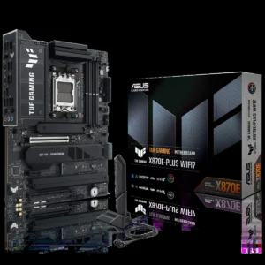 Asus Tuf Gaming X870E-Plus WiFi AMD AM5 X870 ATX Motherboard, 16+2+1, 80A SPS Power Stages, DDR5, PCIe 5.0 Ready, Four M.2 Slots, Wi-Fi 7, 2.5Gb LAN, HDMI, USB4 40Gbps, SATA 6 Gbps, USB 20Gbps Type-C