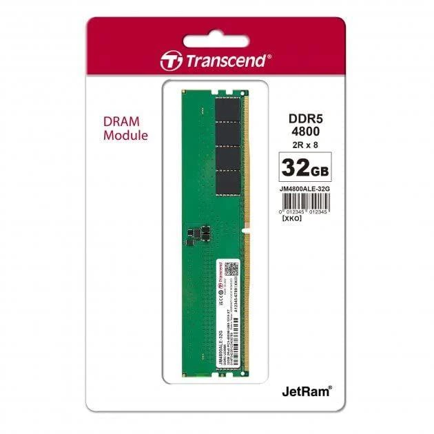 Transcend JetRam 32GB (1x32GB) 4800MHz C40 DDR5 U-DIMM Desktop Memory - Image 3