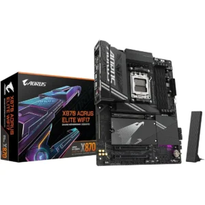 Gigabyte X870 Aorus Elite Wifi7 AMD AM5 LGA 1718 Motherboard, ATX, DDR5, 4X M.2, PCIe 5.0, USB4, WIFI7, 2.5GbE LAN, EZ-Latch