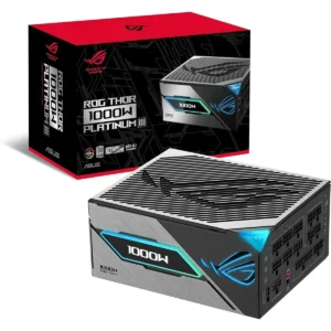 Asus Rog Thor 1000W Platinum III PSU (80 Plus Platinum Certified, ATX 3.1, GaN MOSFET, GPU-First Intelligent Voltage Stabilizer, Magnetic OLED Display, Turbo Mode)