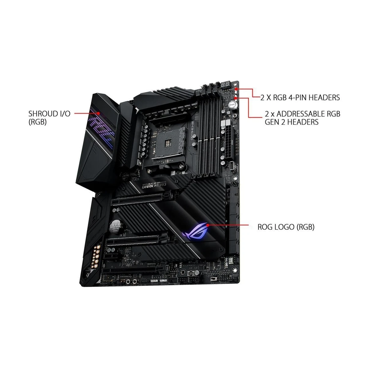 Asus Rog Crosshair VIII Dark Hero AMD AM4 ATX Motherboard - Image 2