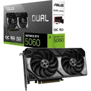 Asus Dual GeForce RTX 5060 8GB GDDR7 OC Edition Graphics Card (PCIe 5.0, 8GB GDDR7, DLSS 4, HDMI 2.1b, DisplayPort 2.1b, 2.5-Slot Design, Axial-tech Fan Design, 0dB Technology, and More)