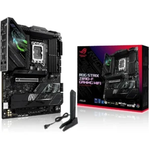 Asus Rog Strix Z890-F Gaming WiFi ATX Motherboard, LGA 1851 Intel Core Ultra Series 2 Ready, 16+1+2+2 Power Stages, DDR5 Slots, PCIe 5.0 w/ Full Support for Next-Gen GPUs, Five M.2 Slots, WiFi 7, AI Overclocking, AI Networking II