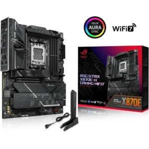 Asus Rog Strix X870E-H Gaming Wifi7 AMD AM5 ATX Motherboard with 16+2+1 Power Stages, Dynamic OC Switcher, Core Flex, DDR5 AEMP, WiFi 7, 4x M.2, PCIe 5.0, Q-Release, Dual USB4 ports and USB 10Gbps Type-C