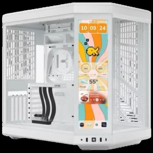 Hyte Y70 Touch Infinite Modern Aesthetic Mid-Tower ATX Gaming Case with LCD Screen - White
