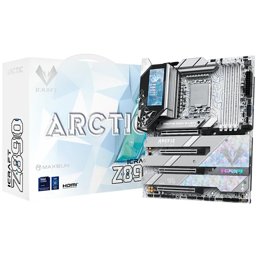 Maxsun iCraft Z890 Arctic Intel Core Ultra (Series 2) LGA 1851 Motherboard, ATX, DDR5, 4x M.2, PCIe 5.0, WiFi 7, 5Gb Ethernet