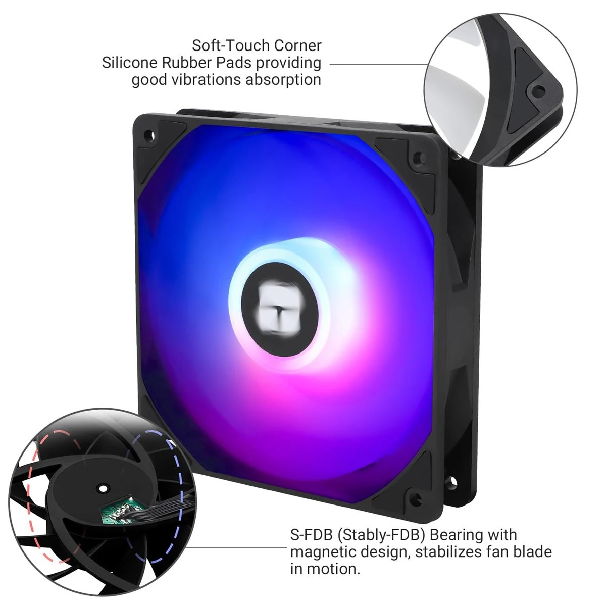 Thermalright TL-C12C-S X5 CPU Fan 120mm ARGB Case Cooler Fan, 4pin PWM Silent Computer with S-FDB Bearing Included, up to 1550RPM Cooling Fan, Black (5 Quantities) - Image 6