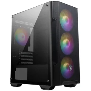 MSI MAG Forge M100A Micro-ATX Tower Tempered Glass Gaming PC Case (Black, 4 x 120mm Auto-RGB Fans, USB 3.2 Gen 1 Type-A, Magnetic Dust Filter, Micro-ATX, Mini-ITX)
