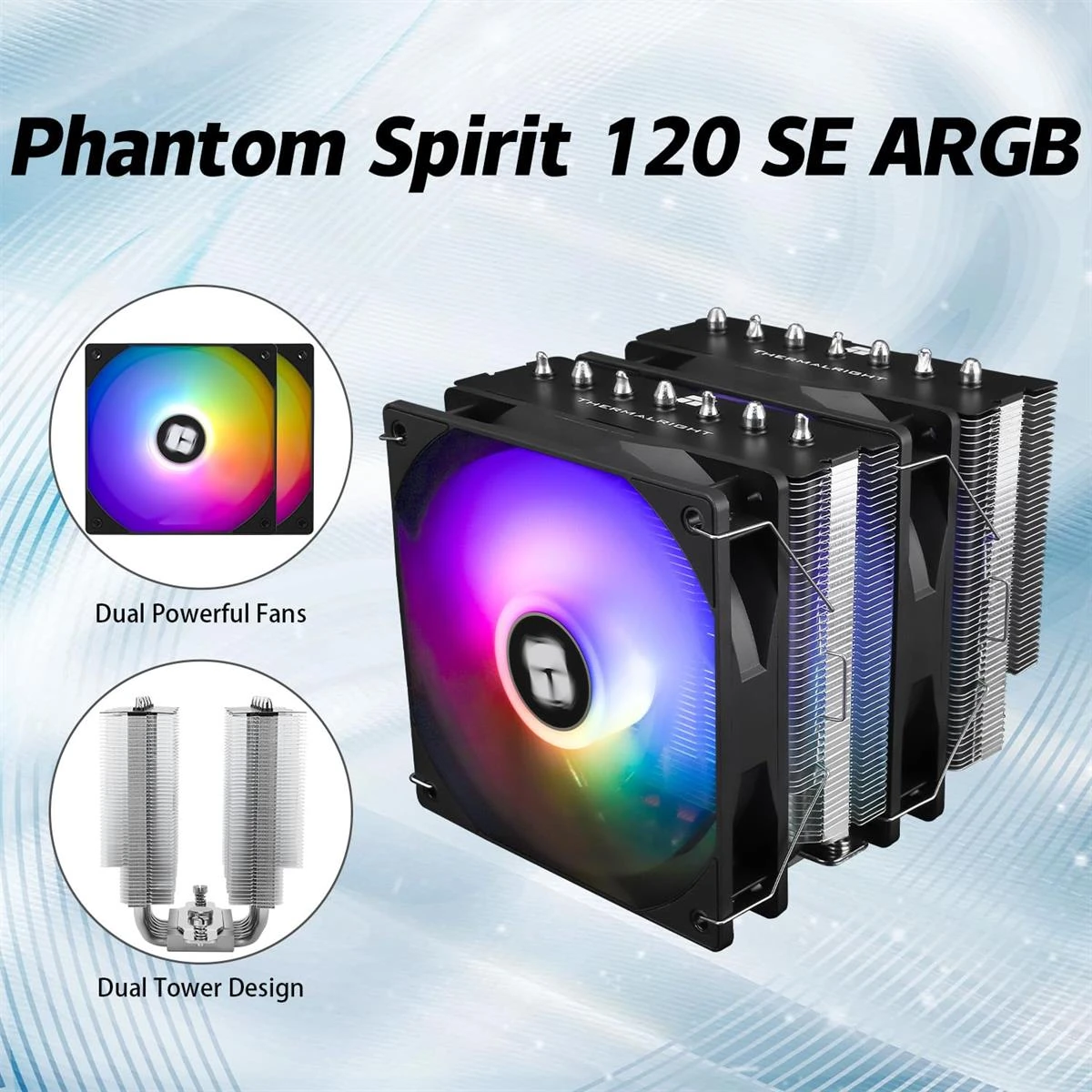 Thermalright Phantom Spirit 120 SE ARGB CPU Air Cooler, 7 Heat Pipes CPU Cooler, Dual 120mm TL-C12B-S V2 PWM Fan, AGHP 4.0 Technilogy, S-FDB Bearing, for AMD AM4 AM5/Intel 1700/1150/1151/1200, PC Cooler - Image 4