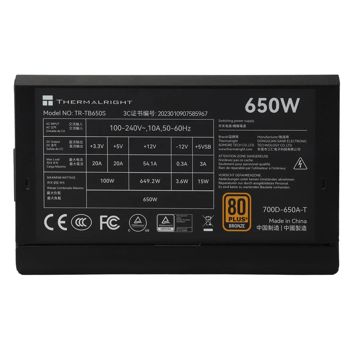 Thermalright TB-650S 650W 80 Plus Bronze Power Supply - Image 3