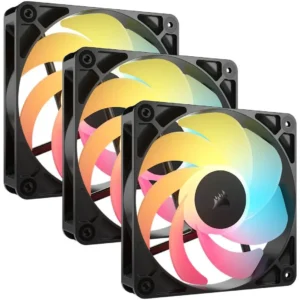 Corsair RS120-R ARGB 120mm PWM Reverse Fans, Daisy-Chain Connection, Low-Noise, Magnetic Dome Bearing – Triple Pack (Black)