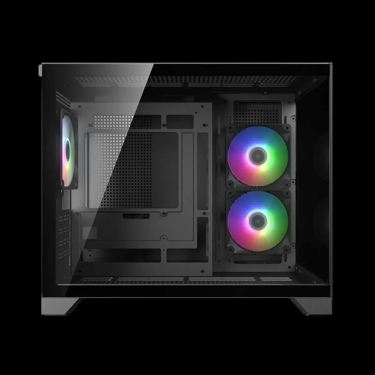 Cougar FV150 Mini RGB Gaming Case Mini Tower microATX, Up to 400mm GPU Supported, Pre-Installed Fans 2x120mm F-RGB M/B Side and 1x120mm F-RGB Rear, Black - Image 3