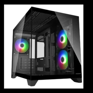 Cougar FV150 Mini RGB Gaming Case Mini Tower microATX, Up to 400mm GPU Supported, Pre-Installed Fans 2x120mm F-RGB M/B Side and 1x120mm F-RGB Rear, Black