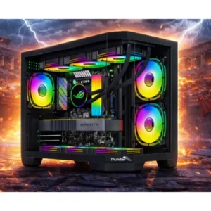 Thunder Spartan TGC-2142 Mid-Tower microATX Gaming Case, 4x ARGB Infinity Fans Preinstalled, Black