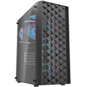 DarkFlash DK351 ARGB Mid-Tower ATX Gaming PC Case with 4x ARGB Fans Pre-installed - Black