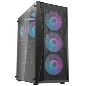 DarkFlash DK352 ARGB Mid-Tower ATX Gaming PC Case with 4 ARGB Fans - Black