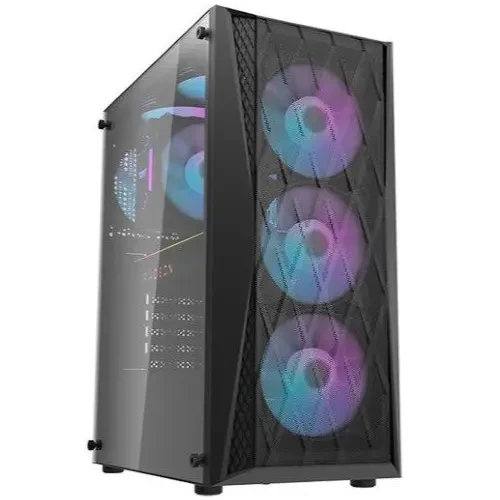 DarkFlash DK352 ARGB Mid-Tower ATX Gaming PC Case with 4 ARGB Fans - Black
